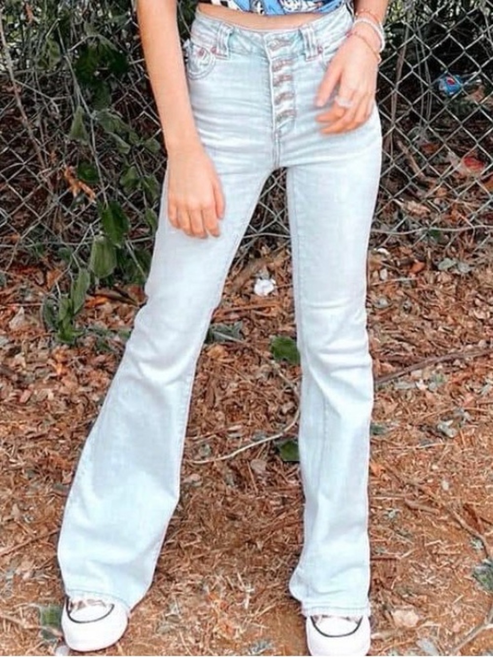 American Eagle Outfitters Light Blue High-Rise Flare Jeans